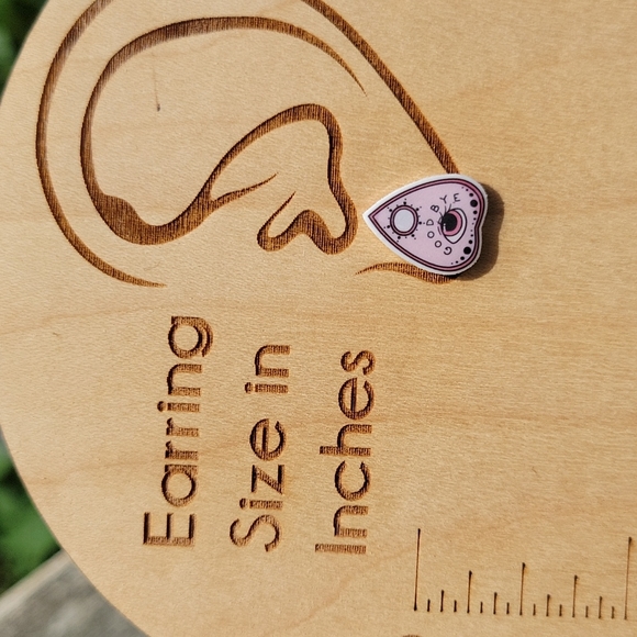 Ouija Pink Planchette Stud Earrings - Picture 3 of 5